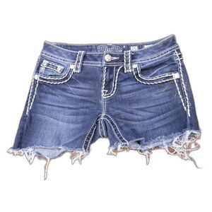 Miss Me Women's Blue Jean Denim Shorts Signature Boot Size 25